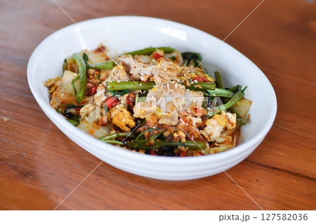 stir fried vegetable in oyster sauce or vegetable salad or sukiyaki 127582036