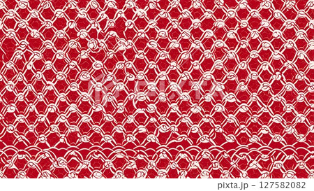 麻の葉紅白カラーの和柄装飾フレーム｜テンプレートにも最適 127582082