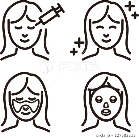 アイコン 美容 肌 顔 医療 治療 美容医療 エステ 人物 女性 線 シンプル イラスト素材セット アイコン 美容 肌 顔 医療 治療 美容医療 エステ 人物 女性 線 シンプル イラスト素材セット 127582215