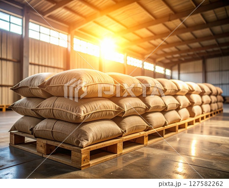 倉庫に保存している備蓄米 倉庫に保存している備蓄米 127582262