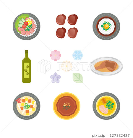 香川グルメのイラストセット 127582427