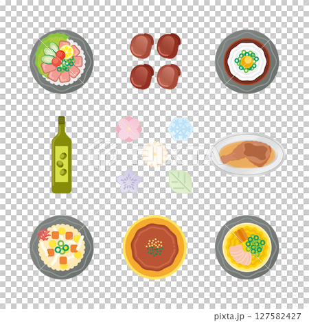 香川グルメのイラストセット 127582427