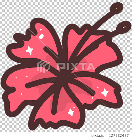 Kawaii Hibiscus Flower Illustration 127582487
