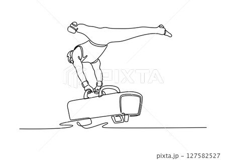 Single one line drawing pommel horse athlete...のイラスト素材 [127582527] - PIXTA