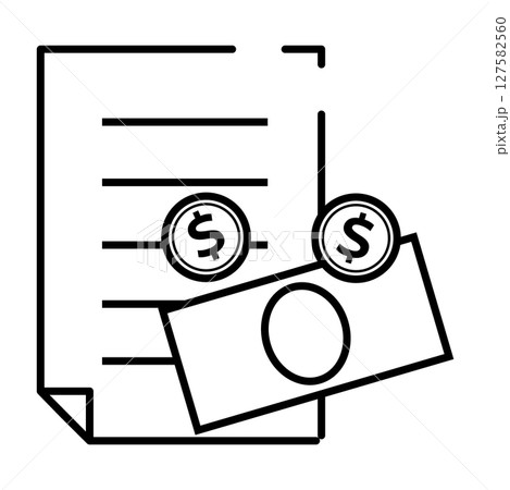 ドル通貨での書類とお金の支払いイラスト 127582560