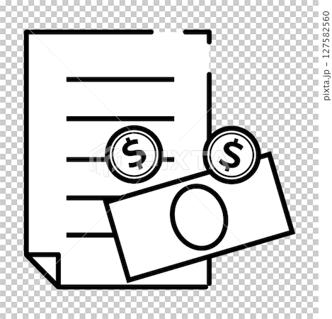 ドル通貨での書類とお金の支払いイラスト 127582560