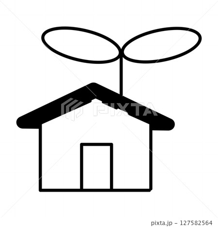 家の屋根から芽が出ている投資イメージのイラスト 家の屋根から芽が出ている投資イメージのイラスト 127582564