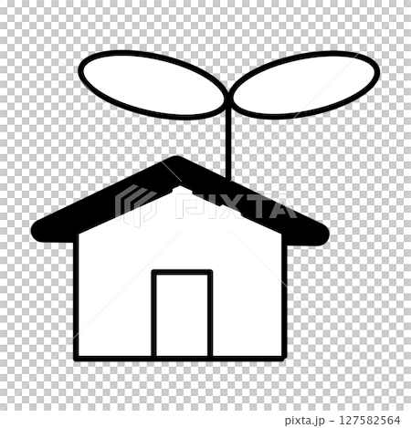 家の屋根から芽が出ている投資イメージのイラスト 家の屋根から芽が出ている投資イメージのイラスト 127582564