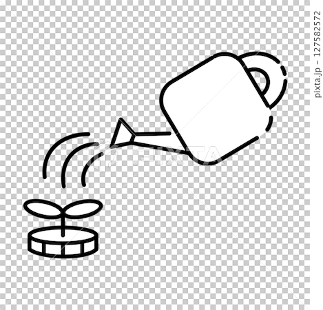 お金を育てて芽が出るイメージの投資アイコンイラスト 127582572