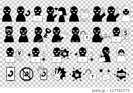 Cybercrime prevention icon set 127582575