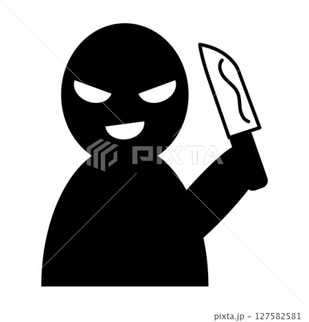 刃物を持つ危険人物のシルエットアイコン 127582581