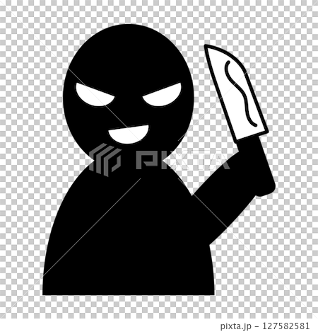刃物を持つ危険人物のシルエットアイコン 127582581