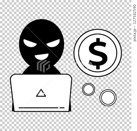 パソコンでドル詐欺をする怪しい人物のアイコン パソコンでドル詐欺をする怪しい人物のアイコン 127582590