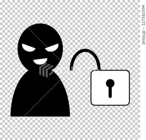 Icon of a suspicious person trying to unlock the door 127582594