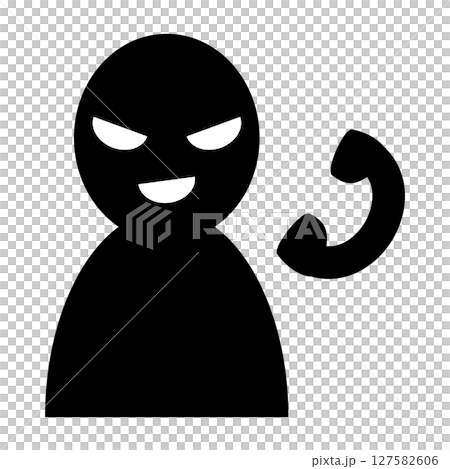 怪しい顔の詐欺電話アイコン 127582606