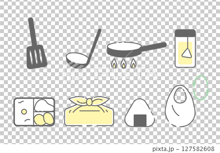 節約料理とお弁当のアイコンセット 節約料理とお弁当のアイコンセット 127582608