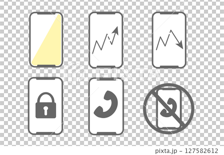 智慧型手機功能圖示集（通話、鎖定、股票價格等） 127582612