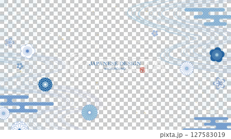 Elegant Japanese pattern background/running water, chrysanthemum, plum 127583019