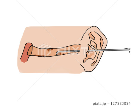 耳かきのイラスト(匙型の金属耳かき)1 耳かきのイラスト(匙型の金属耳かき)1 127583054