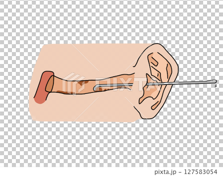 耳かきのイラスト(匙型の金属耳かき)1 耳かきのイラスト(匙型の金属耳かき)1 127583054