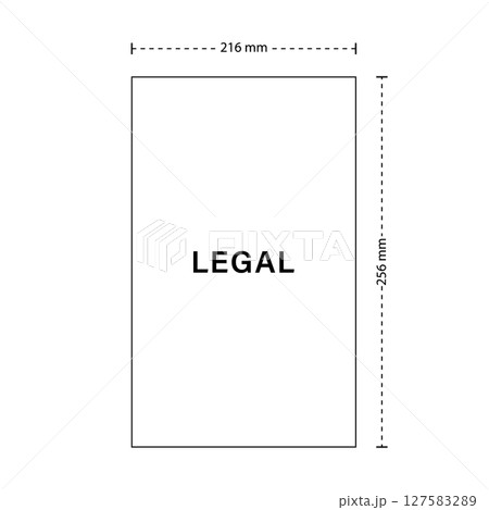 Legal Yellow Paper size. Notepad sheet format. Notebook page isolated on white background. Vector illustration in flat style 127583289