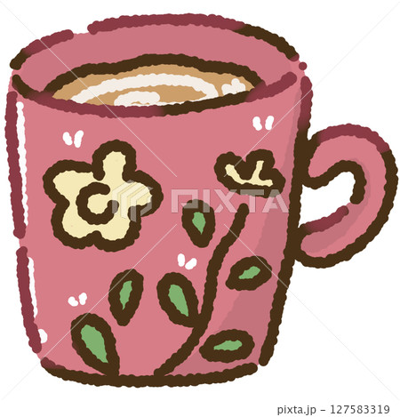 Coffee mug pink tea cup illustration Coffee mug pink tea cup illustration 127583319