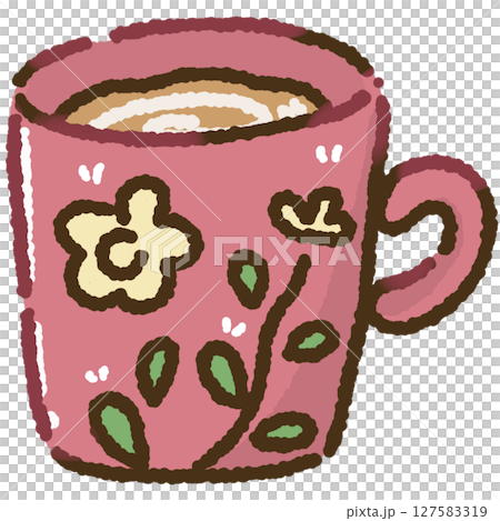Coffee mug pink tea cup illustration Coffee mug pink tea cup illustration 127583319