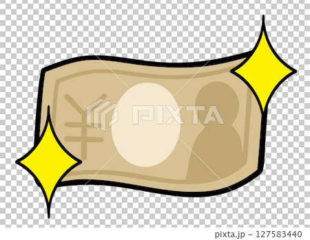 キラキラのお札のイラスト 127583440