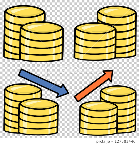 Set of stacked coins 127583446