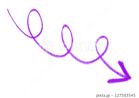 Purple arrow symbol colored pencil isolated on transparent background 127583545