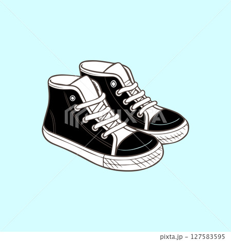 simple black and blue shoe icon 127583595