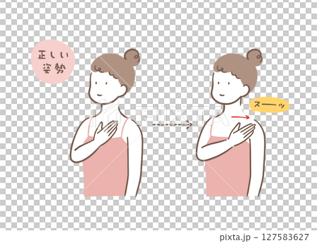 Simple touch illustration of a woman with correct posture 127583627