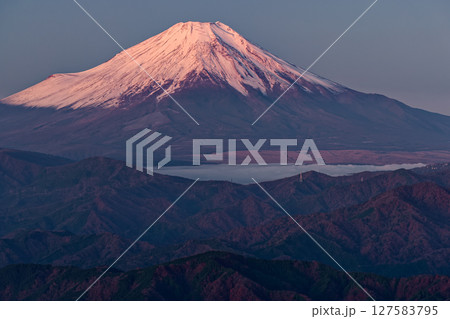 丹沢・檜洞丸から見る夜明けの富士山 丹沢・檜洞丸から見る夜明けの富士山 127583795