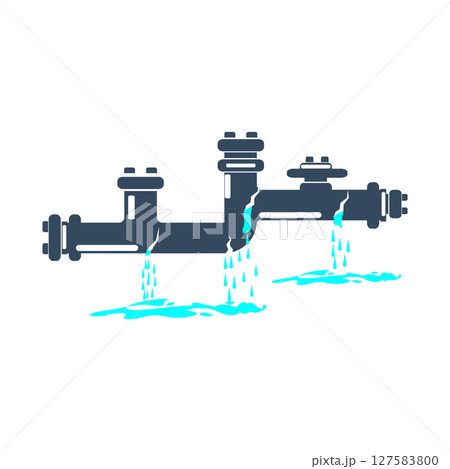 simple icon of leaking water pipe simple icon of leaking water pipe 127583800