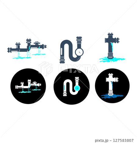 leaking pipe set icon 127583807