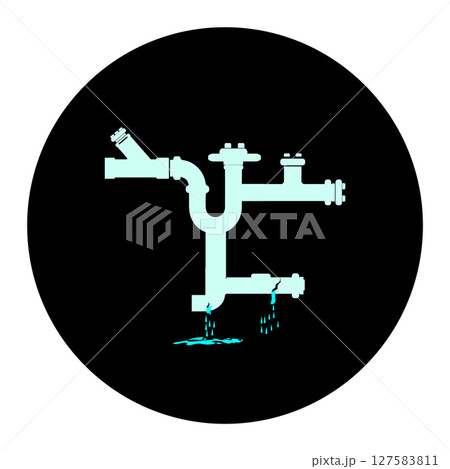 simple icon of leaking water pipe simple icon of leaking water pipe 127583811
