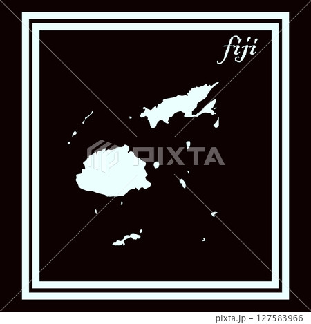 Fiji Map. Fijian Country Map. Black and White 127583966