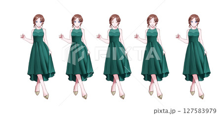パーティードレスの女性　セット 127583979