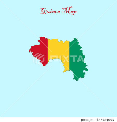 3D Guinea flag map on blue background 127584053
