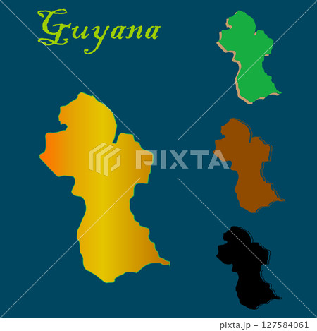 guyana country map icon set 127584061