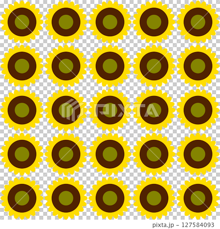 透明背景上對齊向日葵的圖案插圖 127584093