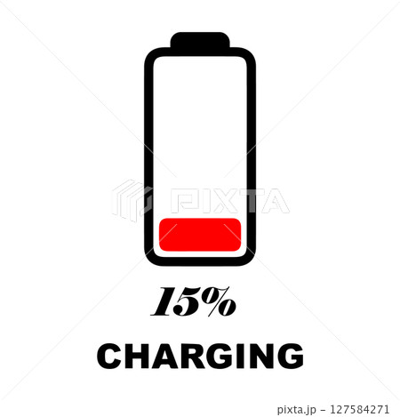 simple icon battery 15% vectors illustration simple icon battery 15% vectors illustration 127584271