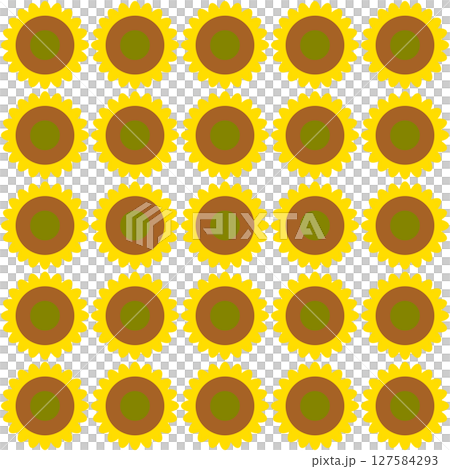 透過背景に整列した向日葵のパターンイラスト 透過背景に整列した向日葵のパターンイラスト 127584293