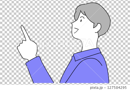 笑顔で何かを指さしている若い男性の横顔イラスト 笑顔で何かを指さしている若い男性の横顔イラスト 127584295