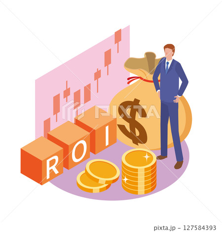 ROIの文字とビジネスマン ROIの文字とビジネスマン 127584393