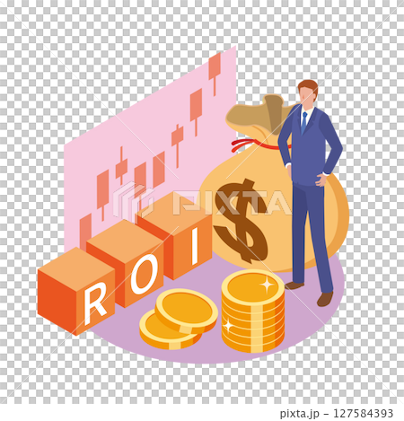 ROIの文字とビジネスマン ROIの文字とビジネスマン 127584393