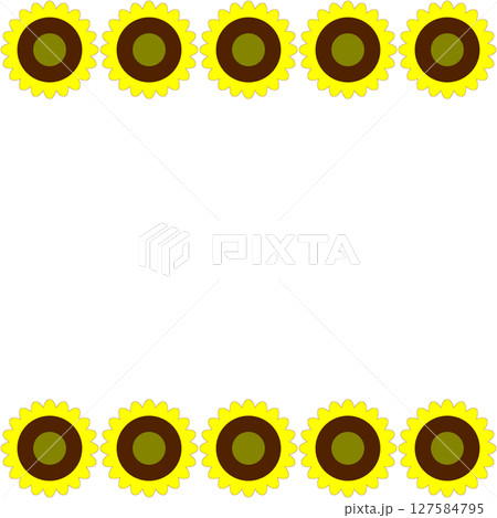 透過背景の向日葵上下ライン装飾パターンイラスト素材 透過背景の向日葵上下ライン装飾パターンイラスト素材 127584795