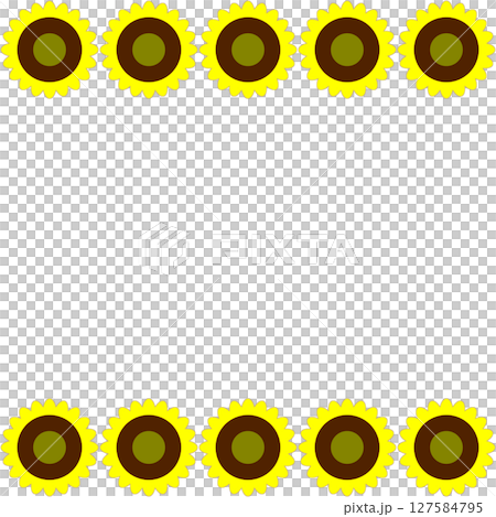 透過背景の向日葵上下ライン装飾パターンイラスト素材 透過背景の向日葵上下ライン装飾パターンイラスト素材 127584795