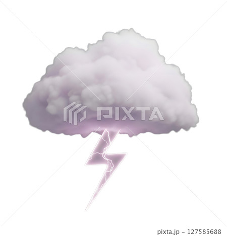 Cloud and lightning bolt minimalist 3D rendering in a soft and smooth renderer 127585688