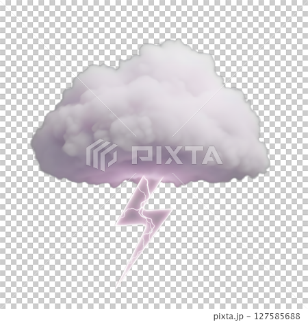 Cloud and lightning bolt minimalist 3D rendering in a soft and smooth renderer 127585688